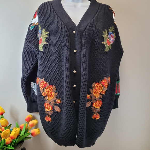 Oserjep Longline Embroidered Tiger Knit Patchwork AMAZING Cardi OS - Picture 6 of 16